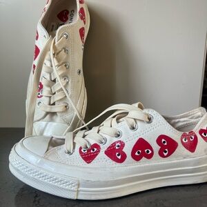 Converse Cream and Red Athletic Shoes